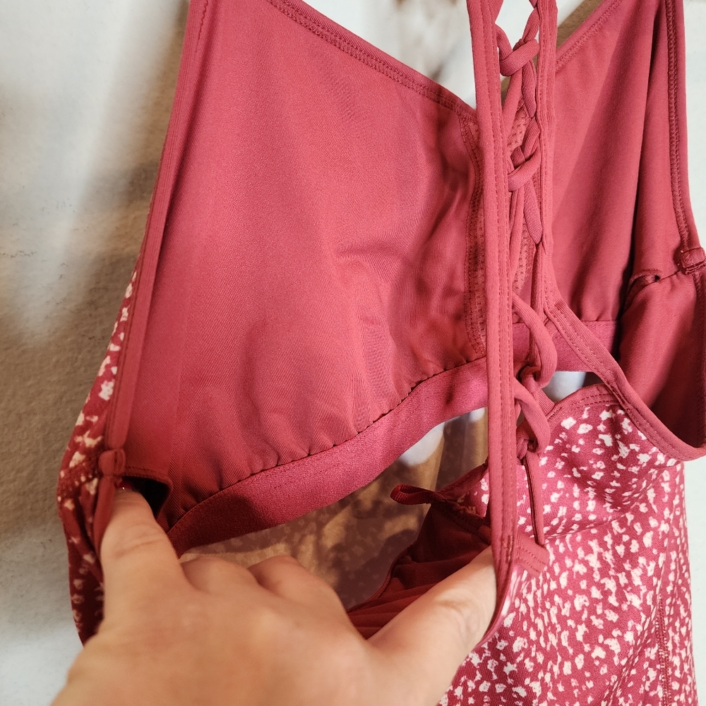 Prana Elixir Racerback Dress Crushed Cran Sumatra Pink Red Built In Bra Medium - Picture 6 of 16